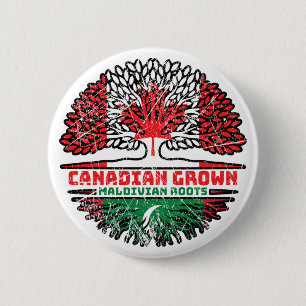 Macaron Rond 5 Cm Drapeau Maldivien canadien canadien des racines d'
