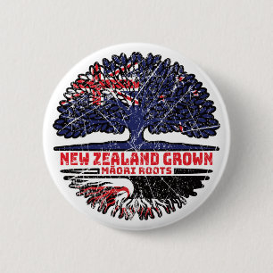 Macaron Rond 5 Cm Drapeau Maori Nouvelle-Zélande des racines d'arbre