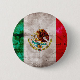 Macaron Rond 5 Cm Drapeau mexicain patiné