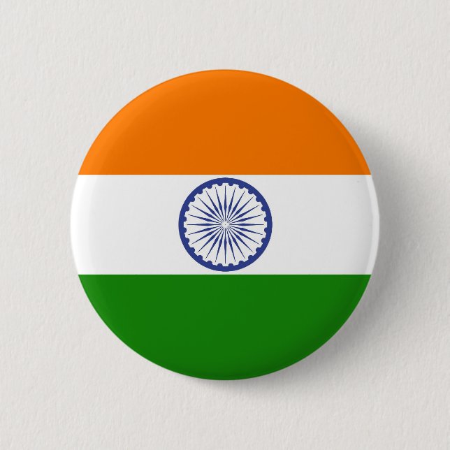 Macaron Rond 5 Cm Drapeau national de l'Inde Ashoka Chakra (Devant)