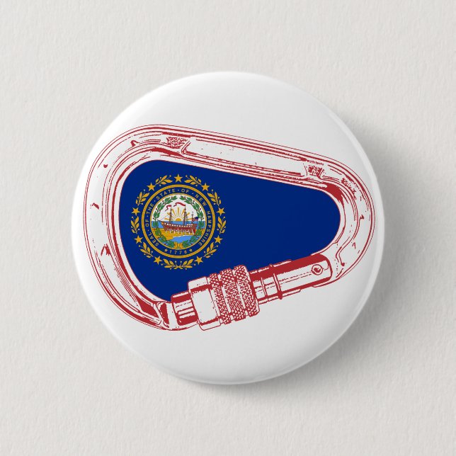 Macaron Rond 5 Cm Drapeau New Hampshire Escalade carabiner (Devant)
