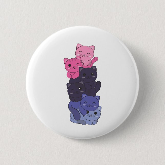 Macaron Rond 5 Cm Drapeau Omnisexuel Pride chat Lgbtq Cute Cat (Devant)