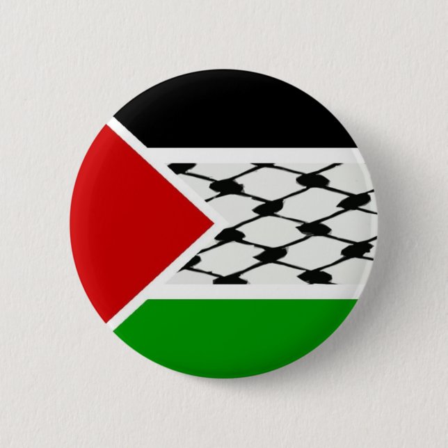 Macaron Rond 5 Cm Drapeau Palestine Keffiyeh (Devant)
