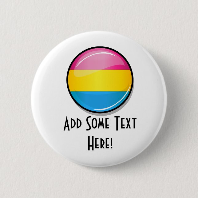 Macaron Rond 5 Cm Drapeau Pansexual rond brillant de fierté (Devant)