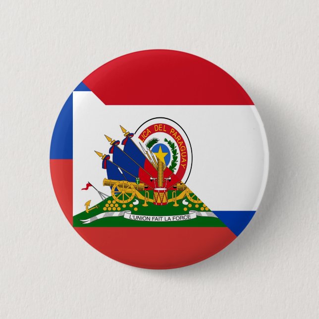 Macaron Rond 5 Cm Drapeau paraguayen haïtien | Haïti Paraguay (Devant)