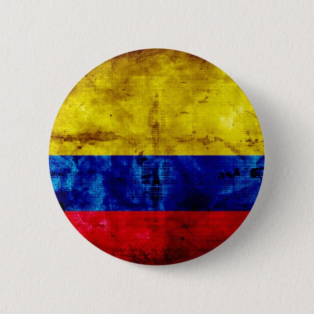 Macaron Rond 5 Cm Drapeau patiné de la Colombie (Devant)