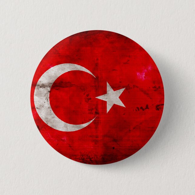 Macaron Rond 5 Cm Drapeau patiné de la Turquie (Devant)
