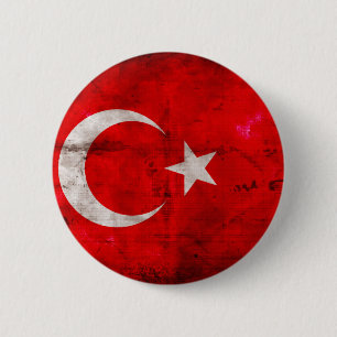 Macaron Rond 5 Cm Drapeau patiné de la Turquie