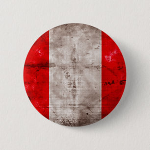 Macaron Rond 5 Cm Drapeau patiné du Pérou