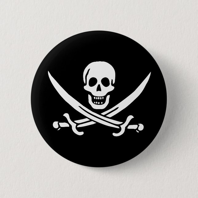 Macaron Rond 5 Cm Drapeau pirate (Devant)