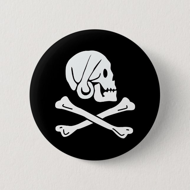 Macaron Rond 5 Cm Drapeau pirate - Jolly roger (Devant)