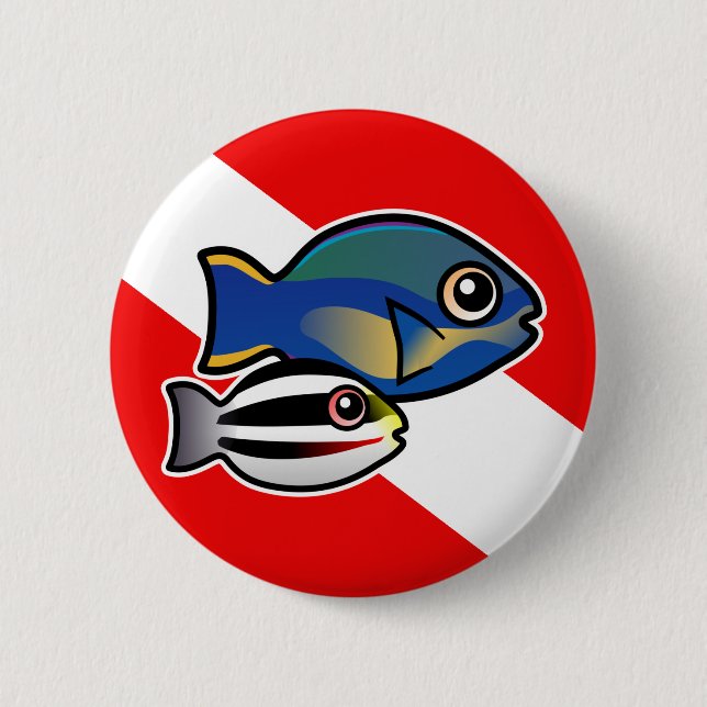 Macaron Rond 5 Cm Drapeau Princess Parrotfish & Baby Dive (Devant)