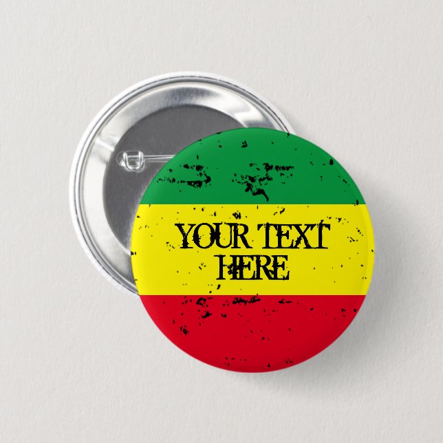 Macaron Rond 5 Cm Drapeau rastafarien reggae musique personnalisée r (Devant & derrière)