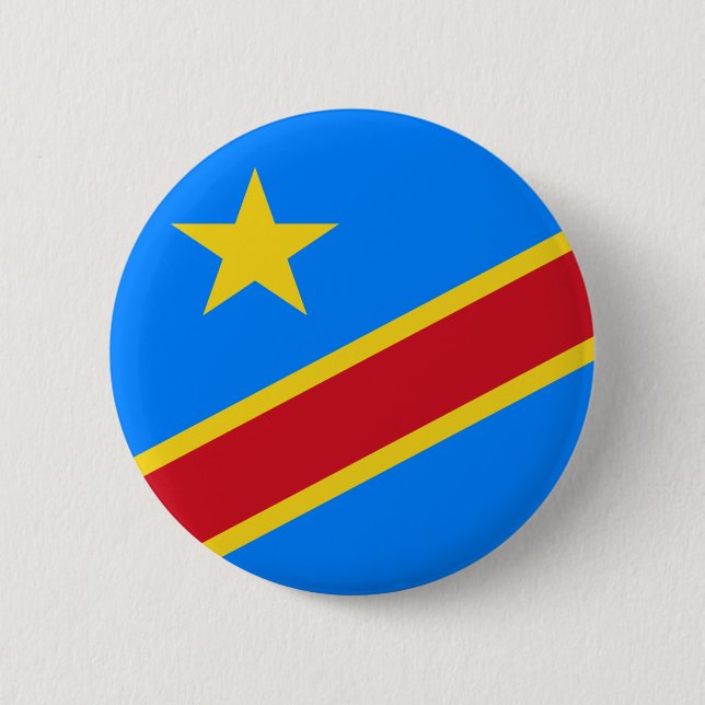 Macaron Rond 5 Cm Drapeau République Démocratique du Congo Bouton (Devant)