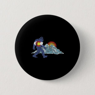 Macaron Rond 5 Cm Drapeau Rétro de l'État du Colorado Sasquatch Mont