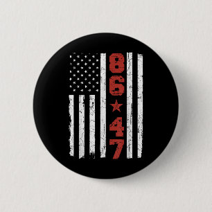 Macaron Rond 5 Cm Drapeau rétro Vintage américain 86 47 Anti Trump