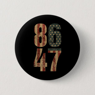 Macaron Rond 5 Cm Drapeau rétro Vintage américain 86 47 Anti Trump _