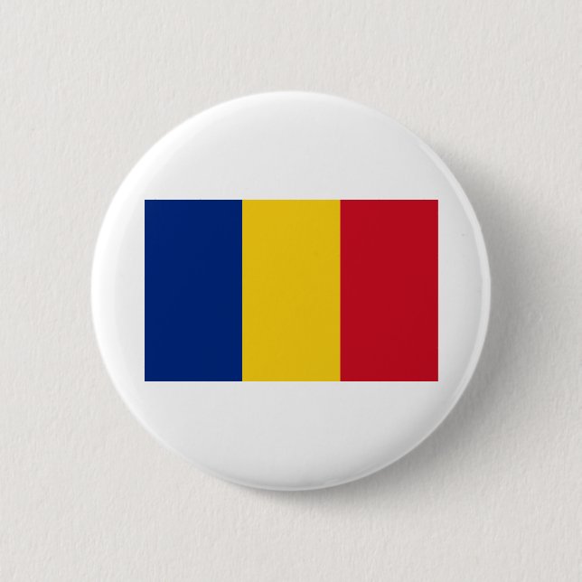 Macaron Rond 5 Cm Drapeau România - Roumanie (Devant)