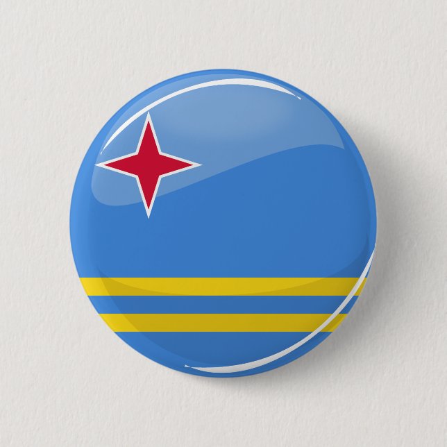 Macaron Rond 5 Cm Drapeau rond brillant d'Aruba (Devant)