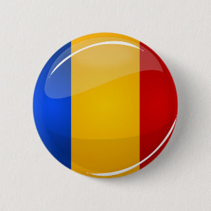 Macaron Rond 5 Cm Drapeau roumain rond brillant