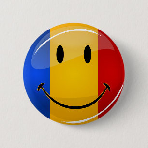 Macaron Rond 5 Cm Drapeau roumain souriant