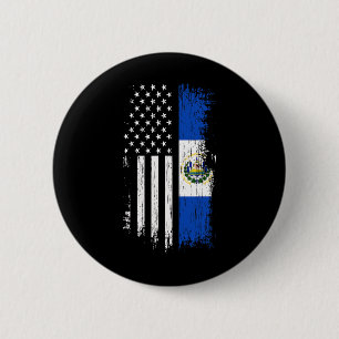 Macaron Rond 5 Cm Drapeau Salvadorien Américain - El Salvador Usa T-