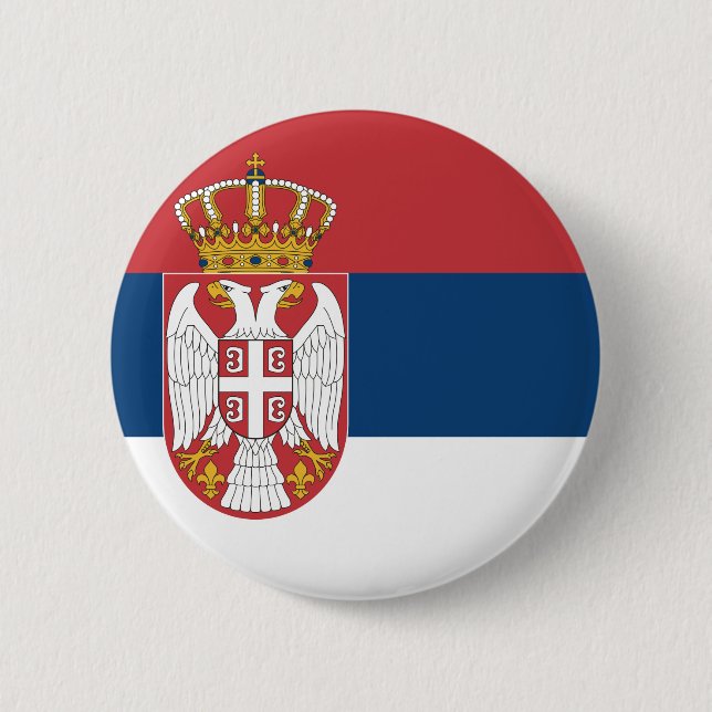 Macaron Rond 5 Cm Drapeau serbe (Devant)