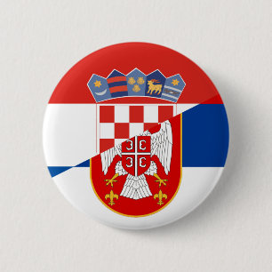 Macaron Rond 5 Cm drapeau serbie croatie pays demi symbole