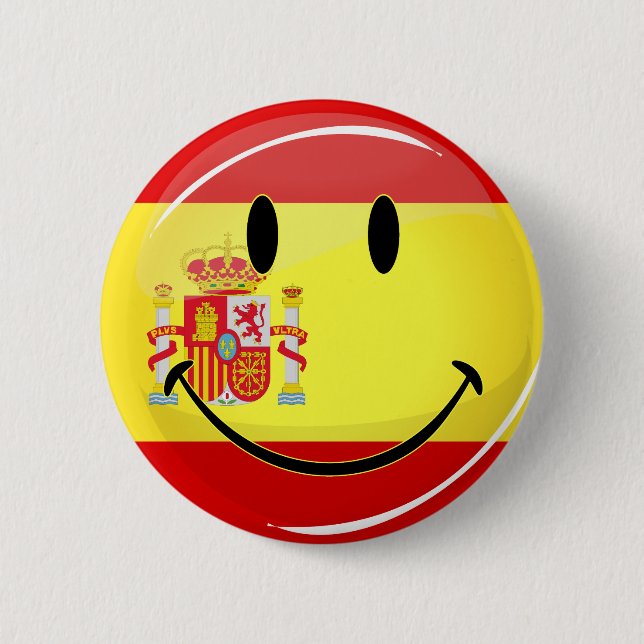 Macaron Rond 5 Cm Drapeau souriant d'Espagne (Devant)