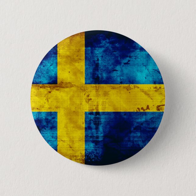 Macaron Rond 5 Cm Drapeau suédois (Devant)