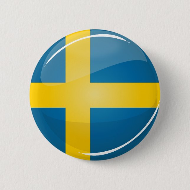 Macaron Rond 5 Cm Drapeau suédois rond brillant (Devant)