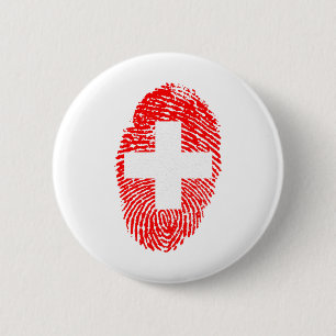 Macaron Rond 5 Cm Drapeau Suisse empreintes digitales Country Pride
