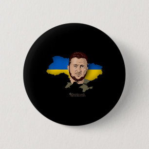 Macaron Rond 5 Cm Drapeau Ukraine Carte Zelensky Président De L'Ukra