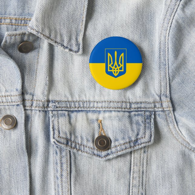 Macaron Rond 5 Cm Drapeau ukrainien (En situation)