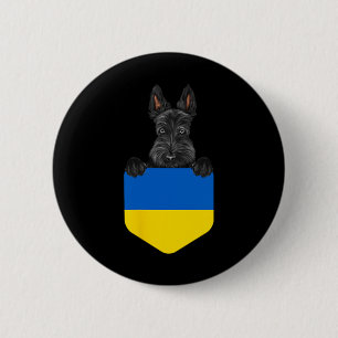 Macaron Rond 5 Cm Drapeau ukrainien chien Terrier écossais dans la p