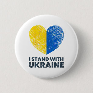 Macaron Rond 5 Cm Drapeau ukrainien - Je suis avec l'Ukraine Drapeau
