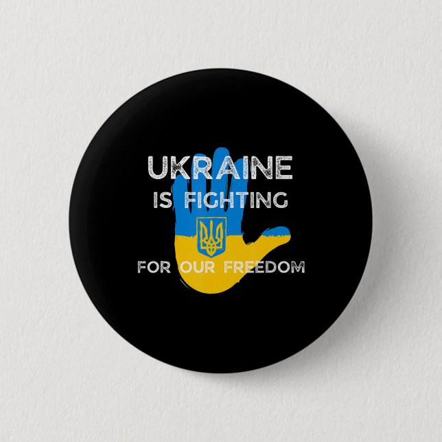 Macaron Rond 5 Cm Drapeau ukrainien soutenant le design Ukraine lutt (Devant)