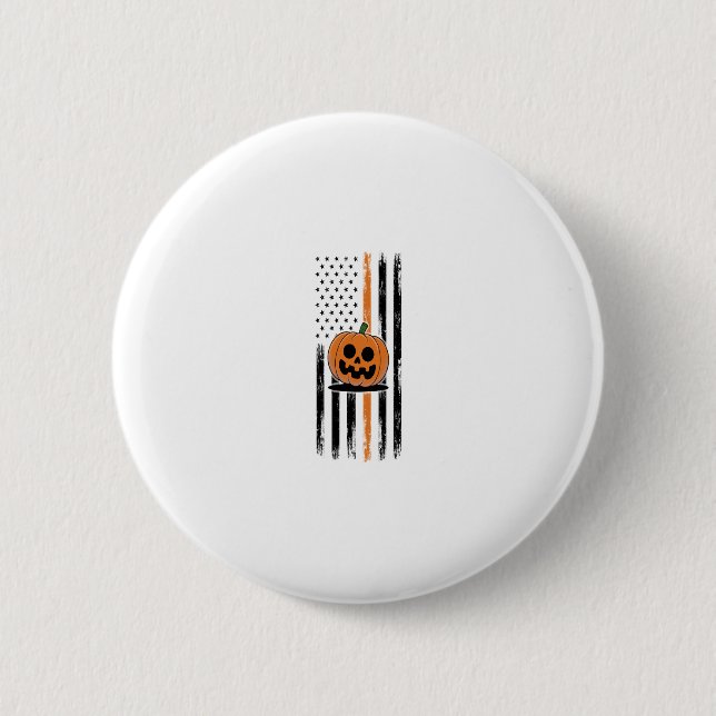 Macaron Rond 5 Cm Drapeau US du chef du citrouille (Devant)
