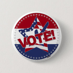 Macaron Rond 5 Cm Drapeau USA 2024 VOTE Étoile coche