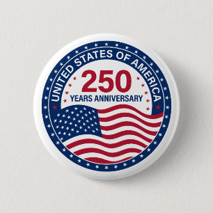 Macaron Rond 5 Cm Drapeau USA 250 Ans Bouton Anniversaire