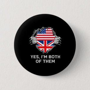 Macaron Rond 5 Cm Drapeau Usa Angleterre Homme Moitié Américain Moit