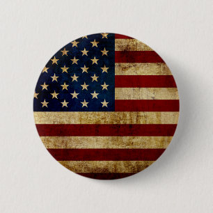 Macaron Rond 5 Cm Drapeau USA / Grunged
