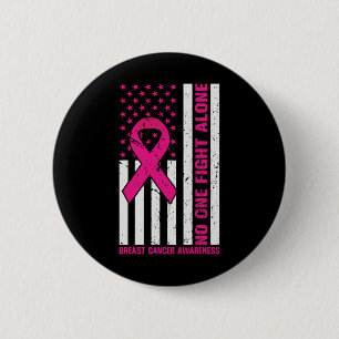 Macaron Rond 5 Cm Drapeau Usa Pink Ribbon Personne ne combat le canc