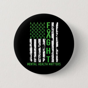 Macaron Rond 5 Cm Drapeau vert américain Problèmes de santé mentale