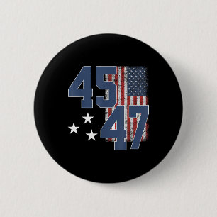 Macaron Rond 5 Cm Drapeau Vintage américain du président Trump 45 47