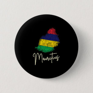 Macaron Rond 5 Cm Drapeau vintage de l'île Maurice Océan Indien Vaca