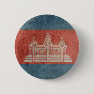 Macaron Rond 5 Cm Drapeau vintage du Cambodge