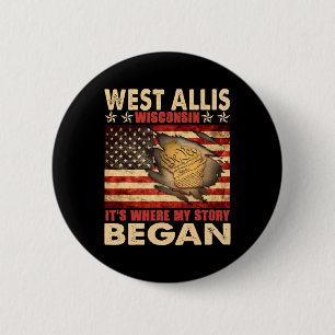 Macaron Rond 5 Cm Drapeau West Allis Wisconsin Usa 4 juillet