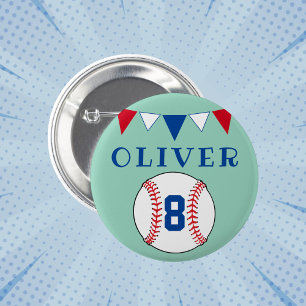 Macaron Rond 5 Cm Drapeaux de baseball vert Anniversaire de enfant
