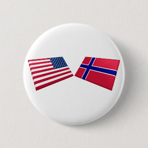 Macaron Rond 5 Cm Drapeaux des USA et de la Norvège